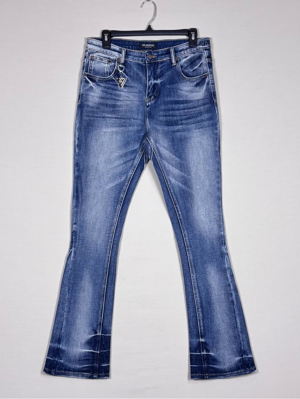Valabasas Flare Jeans Size 20 Adjustable Waist Distressed Wash Denim